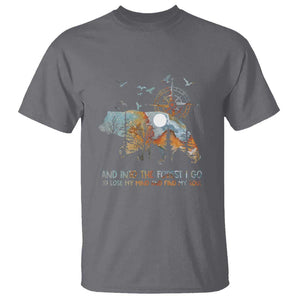 And Into the Forest I Go - Nature Lover Outdoor Adventure T Shirt Wilderness Compass & Bear Design TS01 Charcoal Print Your Wear