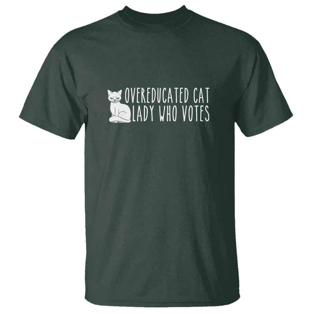 Overeducated Cat Lady Who Votes - Feminist Women's Rights T Shirt Funny Feminism TS01 Dark Forest Green Print Your Wear