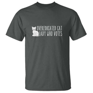 Overeducated Cat Lady Who Votes - Feminist Women's Rights T Shirt Funny Feminism TS01 Dark Heather Print Your Wear