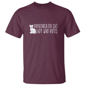 Overeducated Cat Lady Who Votes - Feminist Women's Rights T Shirt Funny Feminism TS01 Maroon Print Your Wear