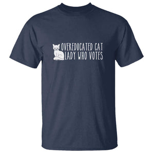 Overeducated Cat Lady Who Votes - Feminist Women's Rights T Shirt Funny Feminism TS01 Navy Print Your Wear