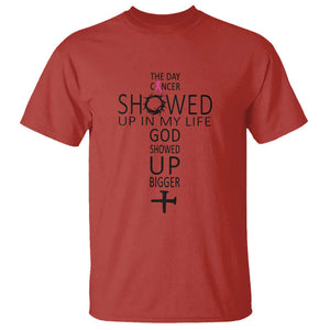 The Day Cancer Showed Up, God Showed Up Bigger - Inspirational Faith & Cancer Support T Shirt TS01 Red Print Your Wear