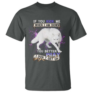 If You Kick Me When I'm Down, You Better Hope I Dont Get Up T Shirt Wolf Spirit & Resilience TS01 Dark Heather Print Your Wear