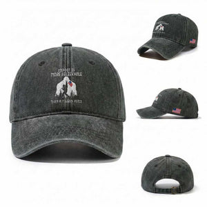 Bigfoot Is More Believable Than 81 Million Votes Washed Cotton Baseball Cap Patriotic Design TS01 Washed Cap Universal Fit Dark Green Print Your Wear