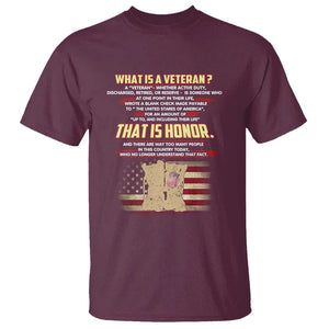 What Is a Veteran That Is Honor - Patriotic Tribute T Shirt Veterans Day Appreciation TS01 Maroon Print Your Wear