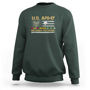 US Army Vietnam Veteran - Patriotic USA Flag Military Sweatshirt Vietnam War Veteran Tribute TS01 Dark Forest Green Print Your Wear