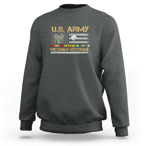 US Army Vietnam Veteran - Patriotic USA Flag Military Sweatshirt Vietnam War Veteran Tribute TS01 Dark Heather Print Your Wear