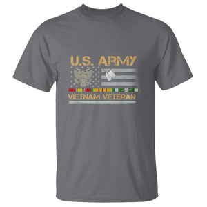 US Army Vietnam Veteran - Patriotic USA Flag Military T Shirt Vietnam War Veteran Tribute TS01 Charcoal Print Your Wear