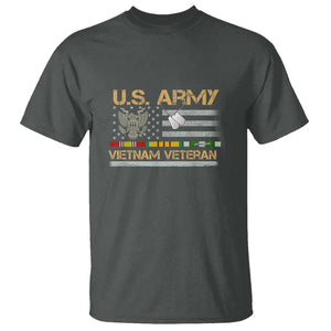 US Army Vietnam Veteran - Patriotic USA Flag Military T Shirt Vietnam War Veteran Tribute TS01 Dark Heather Print Your Wear