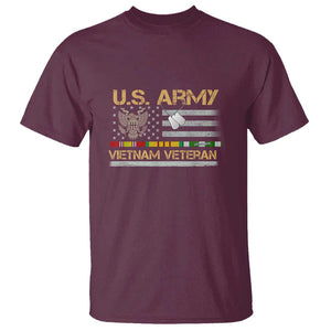 US Army Vietnam Veteran - Patriotic USA Flag Military T Shirt Vietnam War Veteran Tribute TS01 Maroon Print Your Wear