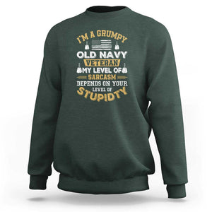 Grumpy Old Veteran Sweatshirt Funny Patriotic Military USA Veteran TS01 Dark Forest Green Print Your Wear