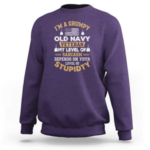 Grumpy Old Veteran Sweatshirt Funny Patriotic Military USA Veteran TS01 Purple Print Your Wear