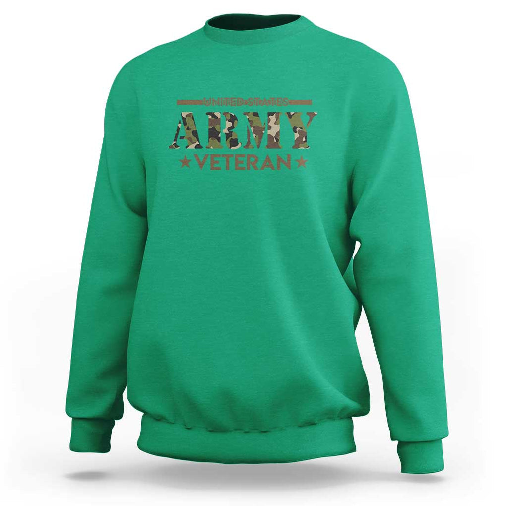 United States Army Veteran Sweatshirt Proud Military Veteran TS01 Irish Green Print Your Wear
