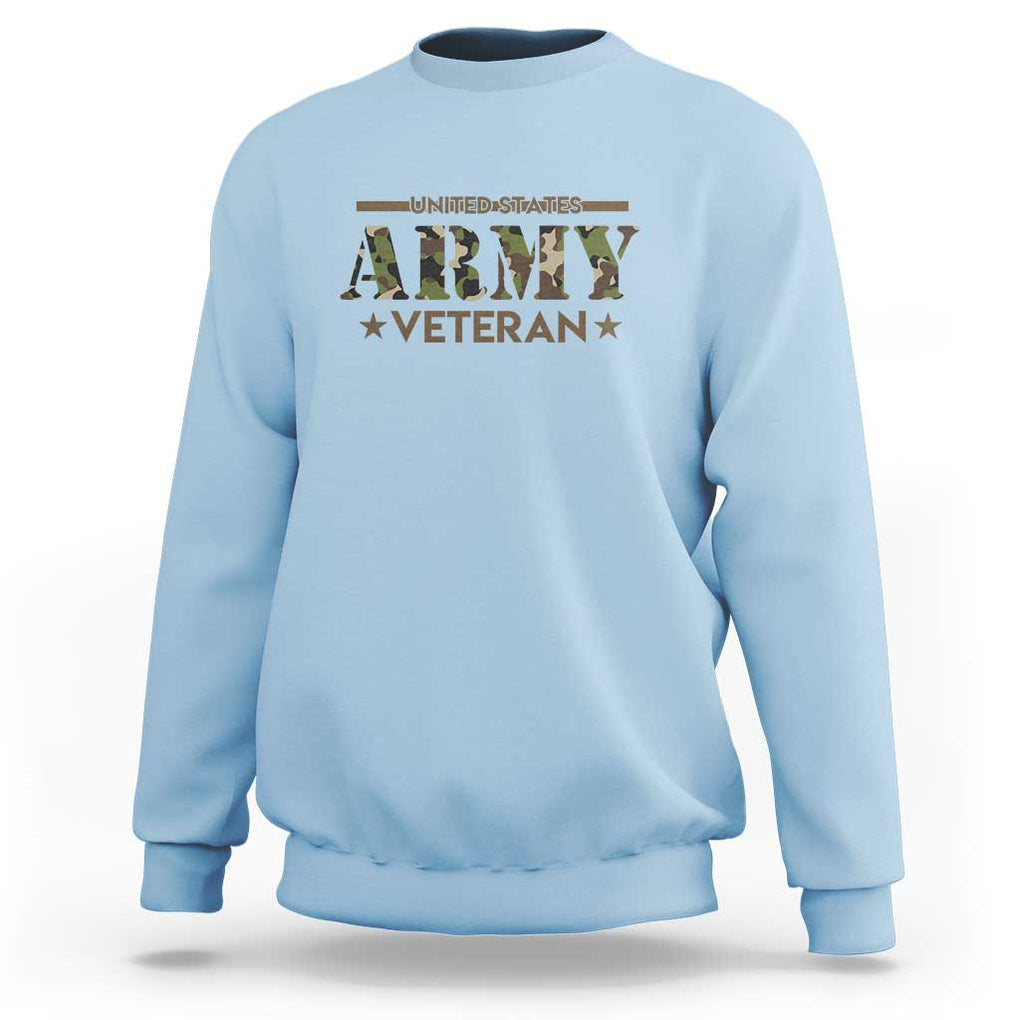 United States Army Veteran Sweatshirt Proud Military Veteran TS01 Light Blue Print Your Wear