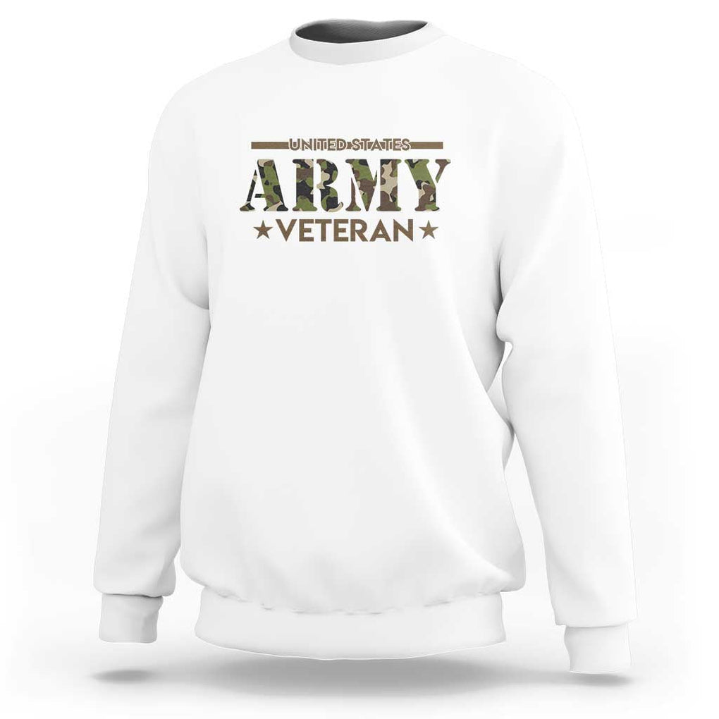 United States Army Veteran Sweatshirt Proud Military Veteran TS01 White Print Your Wear