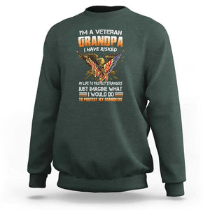 Veteran Grandpa Sweatshirt Proud Military Grandpa - Father's Day Gift for Veterans TS01 Dark Forest Green Print Your Wear