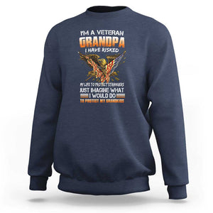 Veteran Grandpa Sweatshirt Proud Military Grandpa - Father's Day Gift for Veterans TS01 Navy Print Your Wear