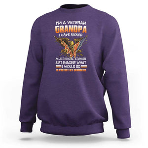 Veteran Grandpa Sweatshirt Proud Military Grandpa - Father's Day Gift for Veterans TS01 Purple Print Your Wear