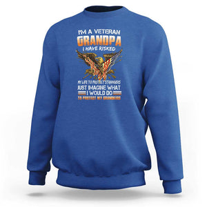 Veteran Grandpa Sweatshirt Proud Military Grandpa - Father's Day Gift for Veterans TS01 Royal Blue Print Your Wear