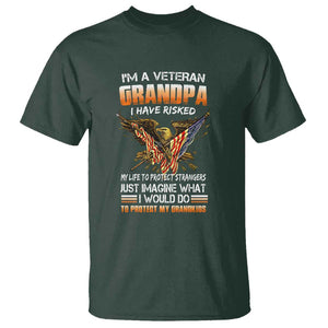 Veteran Grandpa T Shirt Proud Military Grandpa - Father's Day Gift for Veterans TS01 Dark Forest Green Print Your Wear