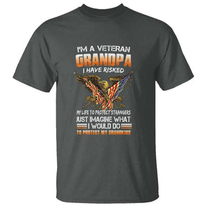 Veteran Grandpa T Shirt Proud Military Grandpa - Father's Day Gift for Veterans TS01 Dark Heather Print Your Wear