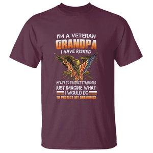 Veteran Grandpa T Shirt Proud Military Grandpa - Father's Day Gift for Veterans TS01 Maroon Print Your Wear