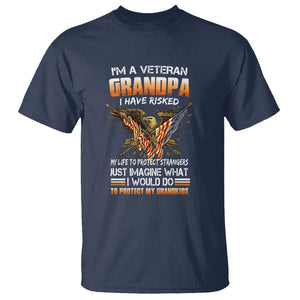 Veteran Grandpa T Shirt Proud Military Grandpa - Father's Day Gift for Veterans TS01 Navy Print Your Wear