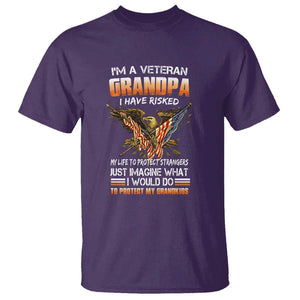 Veteran Grandpa T Shirt Proud Military Grandpa - Father's Day Gift for Veterans TS01 Purple Print Your Wear