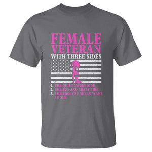 Female Veteran T Shirt - Three Sides: Veteran, Mother, Grandma - Proud Women's Military TS01 Charcoal Print Your Wear