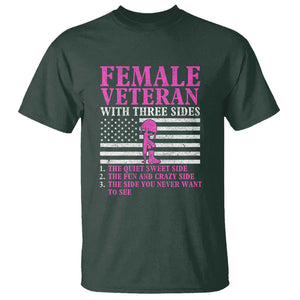 Female Veteran T Shirt - Three Sides: Veteran, Mother, Grandma - Proud Women's Military TS01 Dark Forest Green Print Your Wear