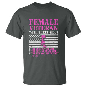 Female Veteran T Shirt - Three Sides: Veteran, Mother, Grandma - Proud Women's Military TS01 Dark Heather Print Your Wear