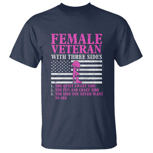 Female Veteran T Shirt - Three Sides: Veteran, Mother, Grandma - Proud Women's Military TS01 Navy Print Your Wear