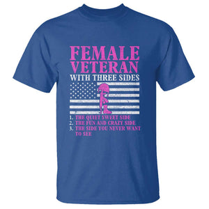 Female Veteran T Shirt - Three Sides: Veteran, Mother, Grandma - Proud Women's Military TS01 Royal Blue Print Your Wear