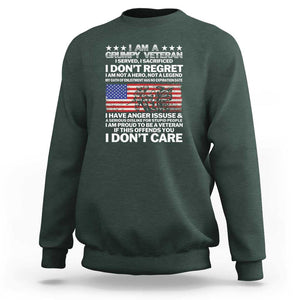 I Am a Grumpy Veteran Sweatshirt Proud Military Veteran - Don't Care Patriotic TS01 Dark Forest Green Print Your Wear