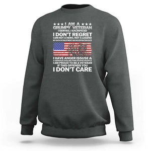 I Am a Grumpy Veteran Sweatshirt Proud Military Veteran - Don't Care Patriotic TS01 Dark Heather Print Your Wear