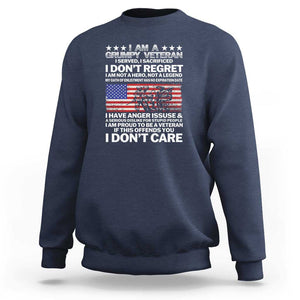 I Am a Grumpy Veteran Sweatshirt Proud Military Veteran - Don't Care Patriotic TS01 Navy Print Your Wear