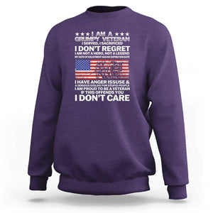 I Am a Grumpy Veteran Sweatshirt Proud Military Veteran - Don't Care Patriotic TS01 Purple Print Your Wear