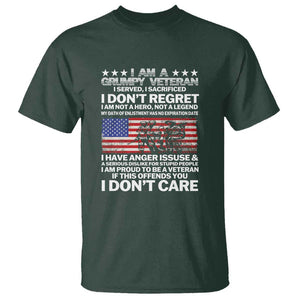 I Am a Grumpy Veteran T Shirt Proud Military Veteran - Don't Care Patriotic TS01 Dark Forest Green Print Your Wear