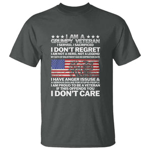 I Am a Grumpy Veteran T Shirt Proud Military Veteran - Don't Care Patriotic TS01 Dark Heather Print Your Wear