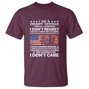 I Am a Grumpy Veteran T Shirt Proud Military Veteran - Don't Care Patriotic TS01 Maroon Print Your Wear