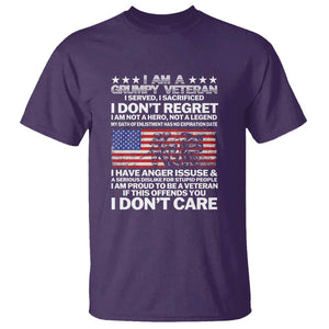 I Am a Grumpy Veteran T Shirt Proud Military Veteran - Don't Care Patriotic TS01 Purple Print Your Wear