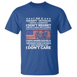 I Am a Grumpy Veteran T Shirt Proud Military Veteran - Don't Care Patriotic TS01 Royal Blue Print Your Wear