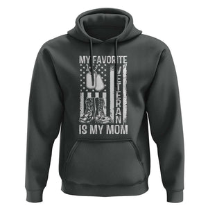 My Favorite Veteran Is My Mom Hoodie Proud US Flag Military Tribute to Mothers TS01 Dark Heather Print Your Wear