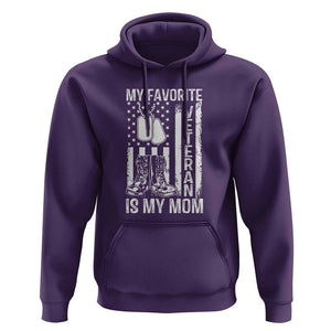 My Favorite Veteran Is My Mom Hoodie Proud US Flag Military Tribute to Mothers TS01 Purple Print Your Wear