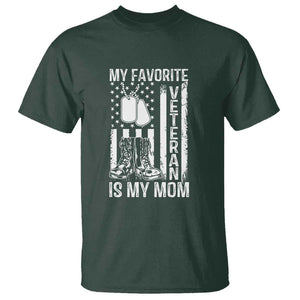 My Favorite Veteran Is My Mom T Shirt Proud US Flag Military Tribute to Mothers TS01 Dark Forest Green Print Your Wear