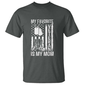 My Favorite Veteran Is My Mom T Shirt Proud US Flag Military Tribute to Mothers TS01 Dark Heather Print Your Wear