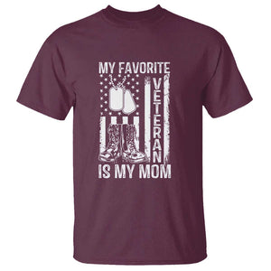 My Favorite Veteran Is My Mom T Shirt Proud US Flag Military Tribute to Mothers TS01 Maroon Print Your Wear