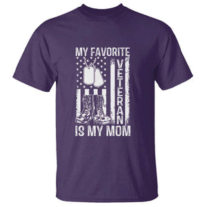 My Favorite Veteran Is My Mom T Shirt Proud US Flag Military Tribute to Mothers TS01 Purple Print Your Wear