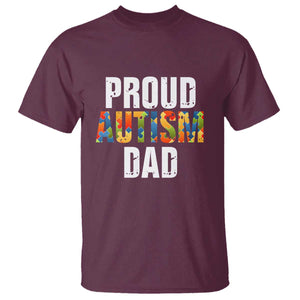 Proud Autism Dad T Shirt Accept Understand Love Support Jigsaw Puzzle TS01 Maroon Printyourwear