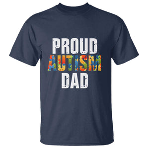 Proud Autism Dad T Shirt Accept Understand Love Support Jigsaw Puzzle TS01 Navy Printyourwear